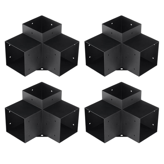 Pergola Bracket Kit 152x152mm, 4pcs 3-Way Heavy Duty Corner Bracket Woodworks DIY Post Base Kit, Easy V952-LPJJST4PCS6XOAPMSV0