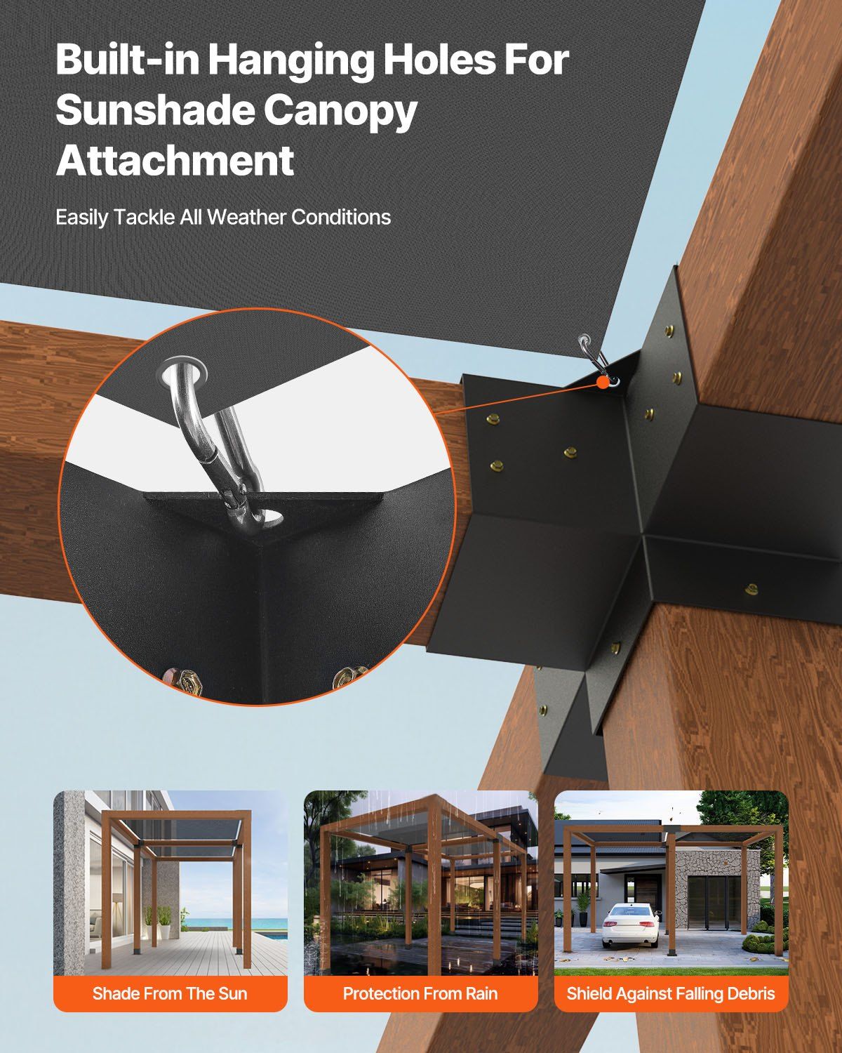Pergola Bracket Kit, 6x6 Inch (Inner Size 142 x 142 mm), 2 Pcs 4-Way Heavy Duty Corner Bracket Woodworks DIY V952-LPJJTZST4PCS2K9OO002V0