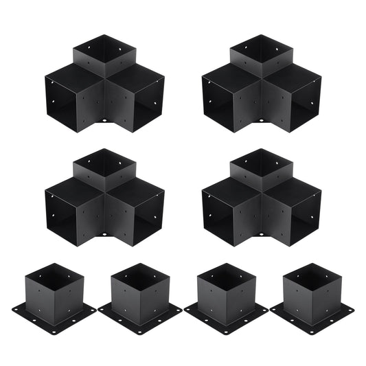 Pergola Bracket Kit 152.4 x 152.4 mm, 8pcs 3-Way Heavy Duty Corner Bracket Woodworks DIY Post Base, Easy V952-LPJJTZST8PCS31NS1V0