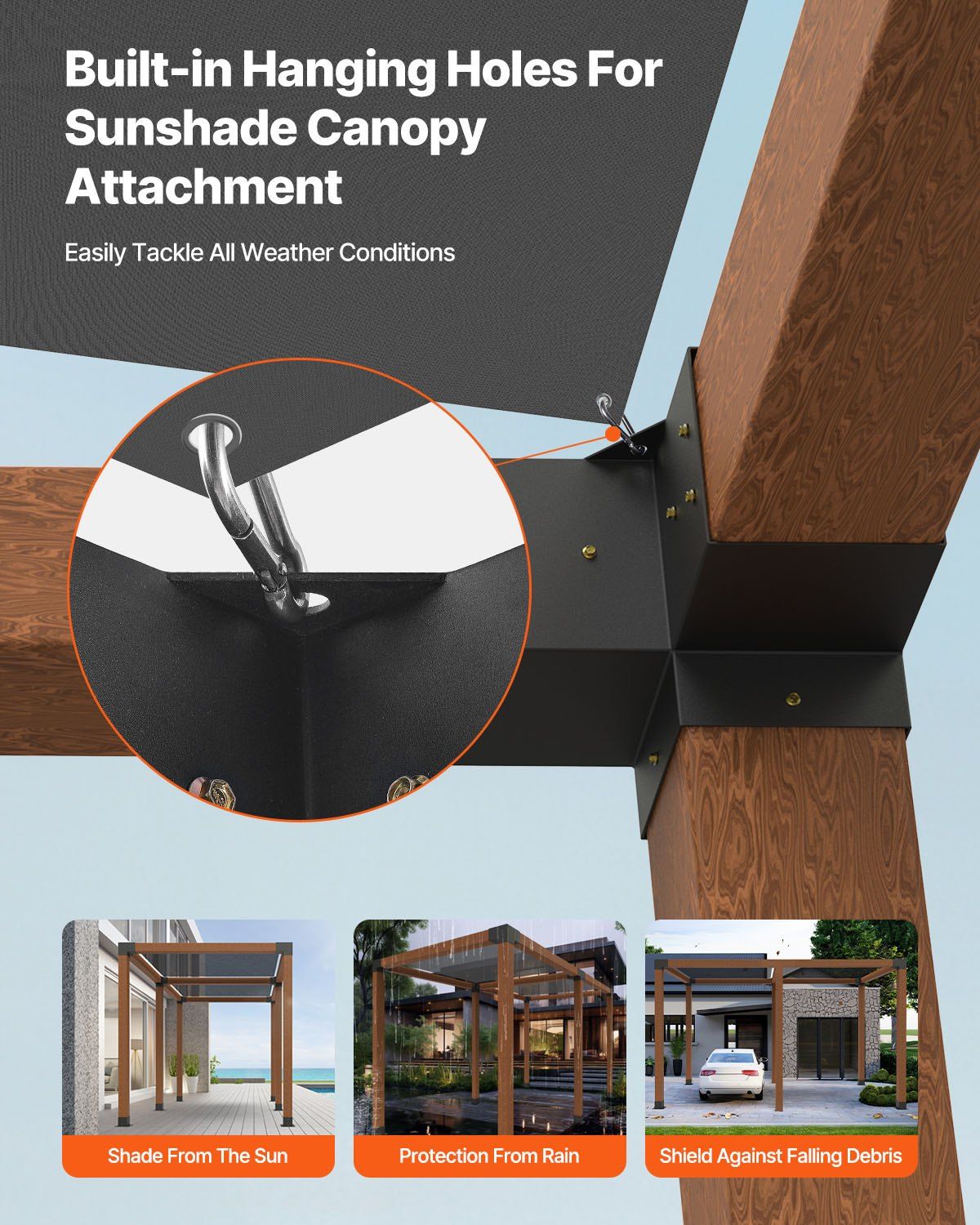 Pergola Bracket Kit, 4x4 Inch (Inner Size 92 x 92 mm), 4 Pcs 3-Way Heavy Duty Corner Bracket Woodworks DIY V952-LPJJTZST8PCSB815I002V0