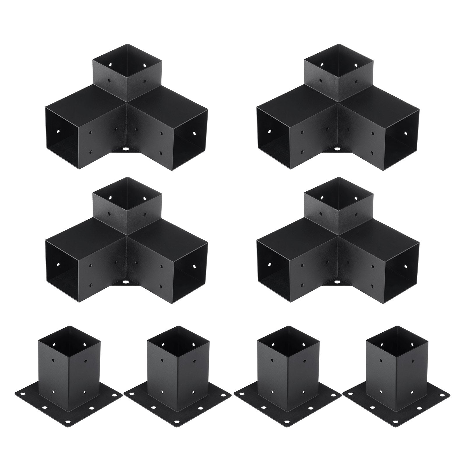 Pergola Bracket Kit 4''x4''(inner 3.6''x3.6''), 8pcs (4pcs 3-Way,4pcs Base) Heavy Duty Corner Bracket V952-LPJJTZST8PCSB815IV0