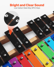 Glockenspiel Xylophone, 27 Notes, Professional Xylophone Percussion Instrument, with Colorful Metal Keys, V952-LPZQ27YFCSWZ4I7P9001V0