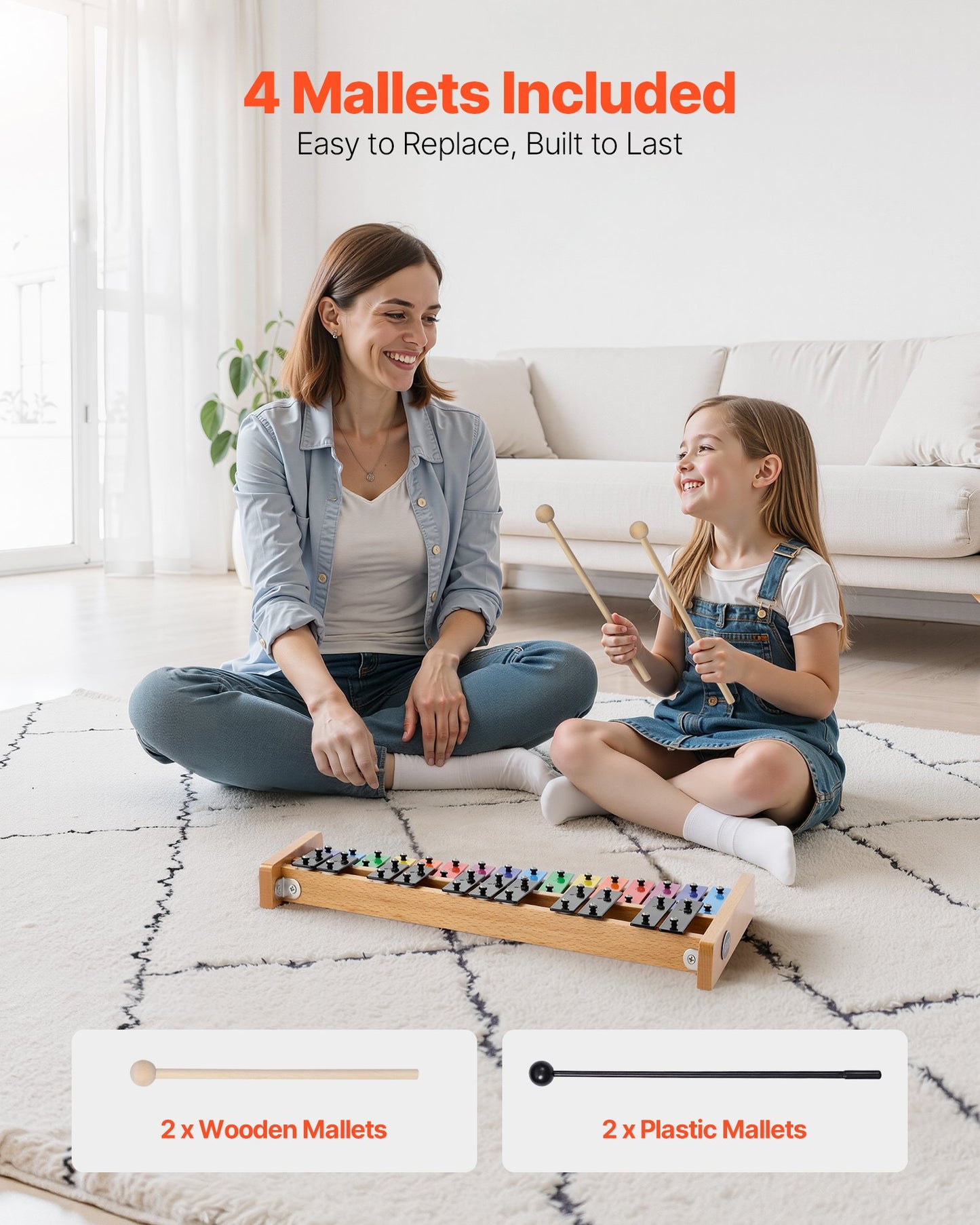 Glockenspiel Xylophone, 27 Notes, Professional Xylophone Percussion Instrument, with Colorful Metal Keys, V952-LPZQ27YFCSWZ4I7P9001V0