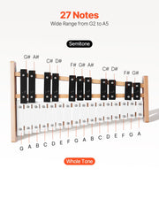 Glockenspiel Xylophone, 27 Notes, Professional Xylophone Percussion Instrument, with Metal Keys, Includes 4 V952-LPZQHBSWZJ27ZB5YD001V0