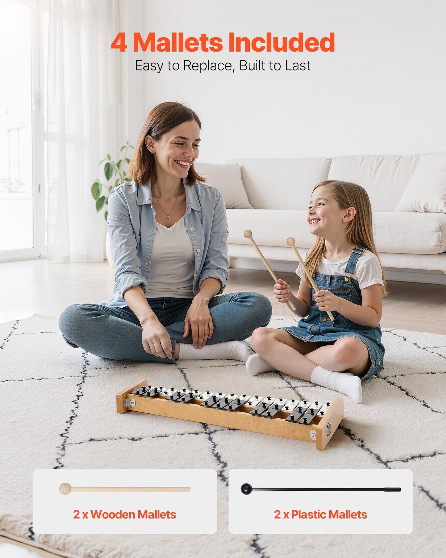 Glockenspiel Xylophone, 27 Notes, Professional Xylophone Percussion Instrument, with Metal Keys, Includes 4 V952-LPZQHBSWZJ27ZB5YD001V0