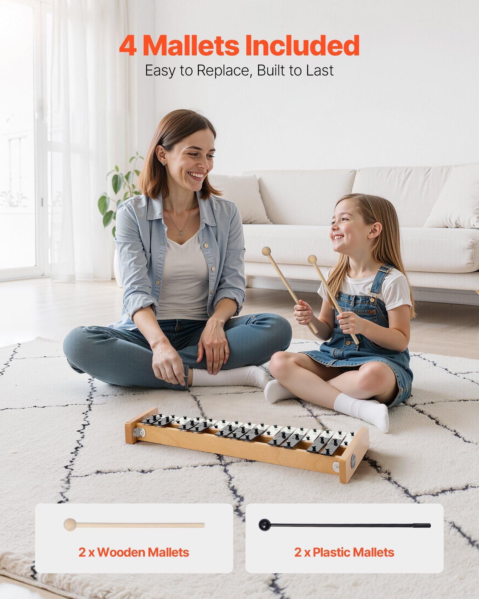 Glockenspiel Xylophone, 27 Notes, Professional Xylophone Percussion Instrument, with Metal Keys, Includes 4 V952-LPZQHBSWZJ27ZB5YD001V0