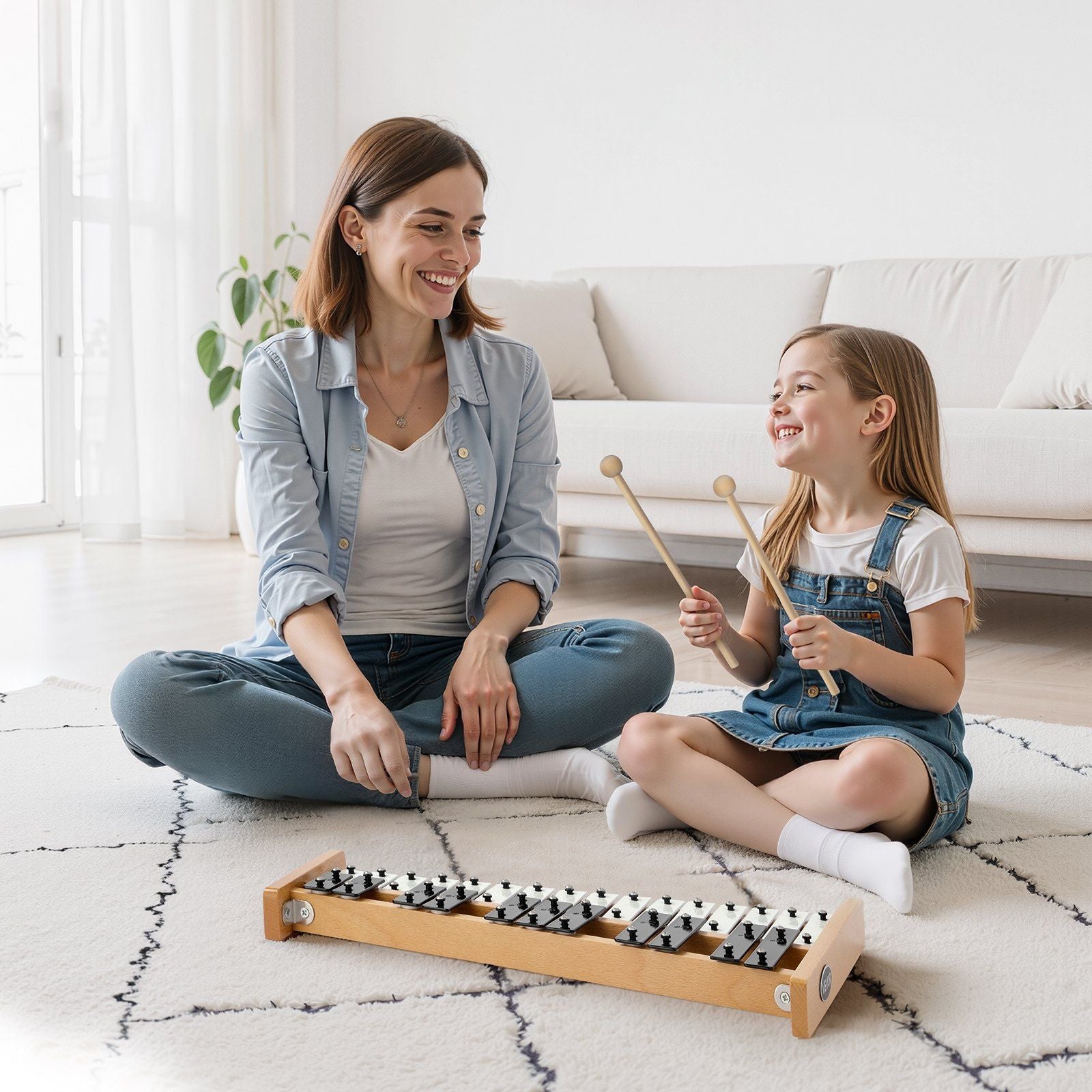 Glockenspiel Xylophone, 27 Notes, Professional Xylophone Percussion Instrument, with Metal Keys, Includes 4 V952-LPZQHBSWZJ27ZB5YD001V0