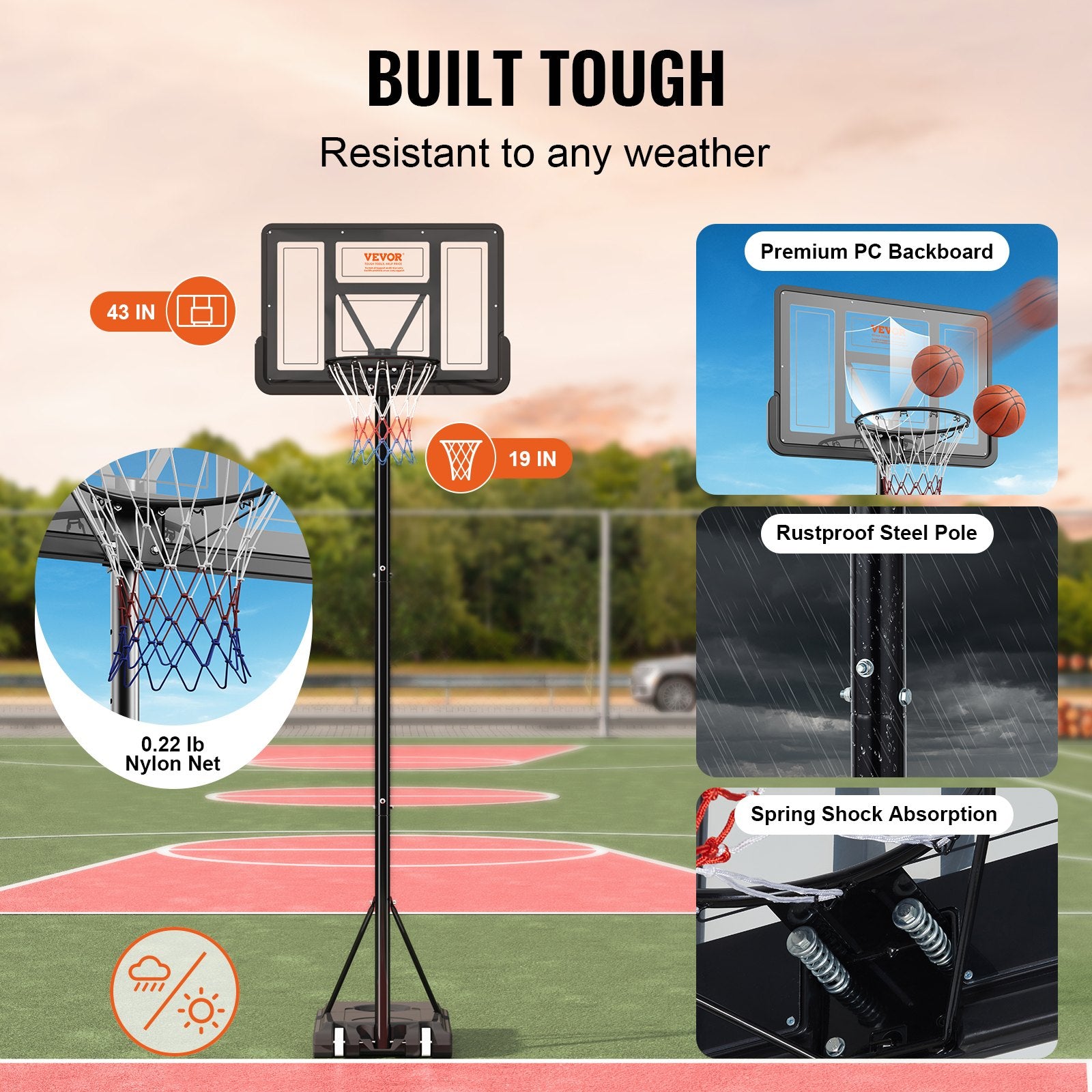 Basketball Hoop, 4-10 ft Adjustable Height Portable Backboard System, 44 inch Basketball Hoop & Goal, Kids & V952-LQK44CKWDJ00OBGUSV0
