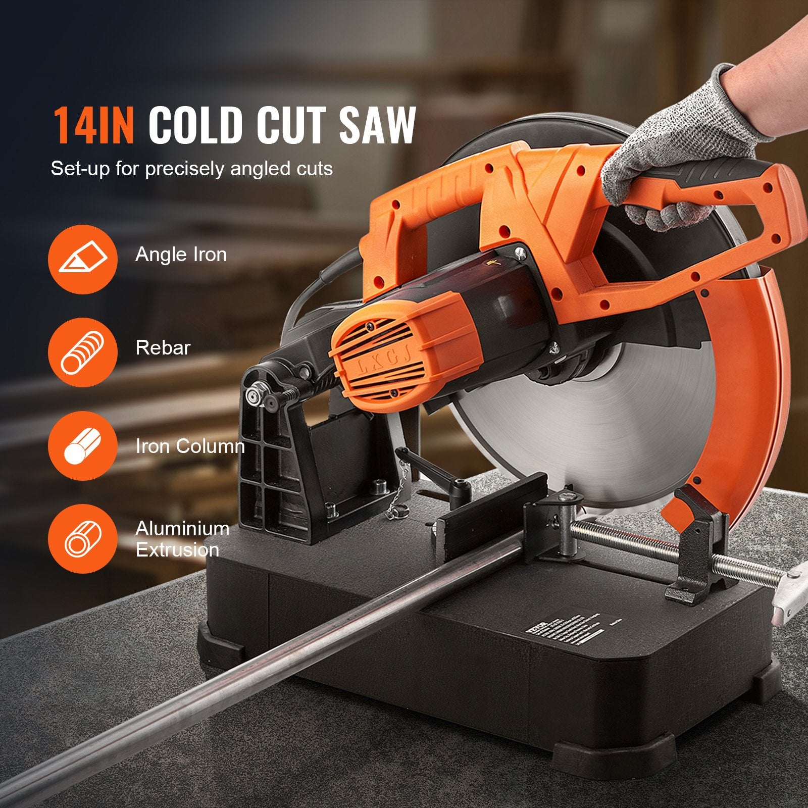 Chop Saw, 14"/355mm Blade Diameter Cut Off Saw, 2800W 1200RPM Steel Cutting Machine, Adjustable Dry Cut Chop V952-LQXXCQGJYC1411KY4V3