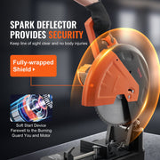 Chop Saw, 14"/355mm Blade Diameter Cut Off Saw, 2800W 1200RPM Steel Cutting Machine, Adjustable Dry Cut Chop V952-LQXXCQGJYC1411KY4V3