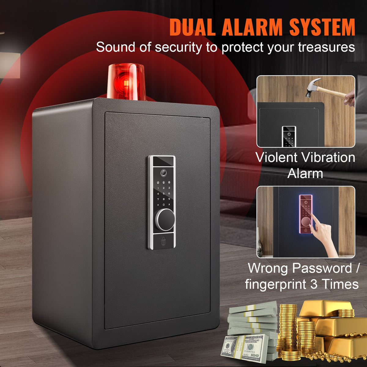 Safe 2.2 Cubic Feet Home Safe Steel for Cash Gold 15.75x13x23.6 inch V952-LSBXXHSLSLF22HXMIV0