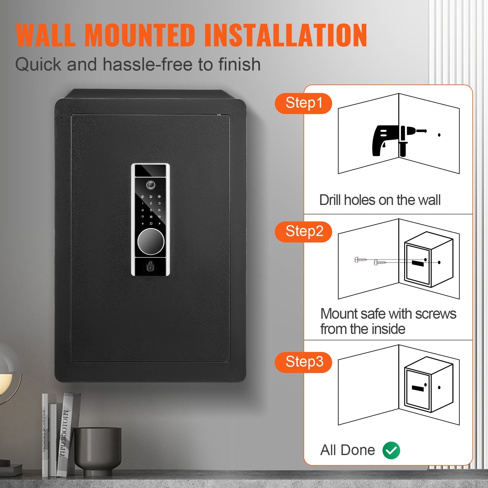 Safe 2.2 Cubic Feet Home Safe Steel for Cash Gold 15.75x13x23.6 inch V952-LSBXXHSLSLF22HXMIV0