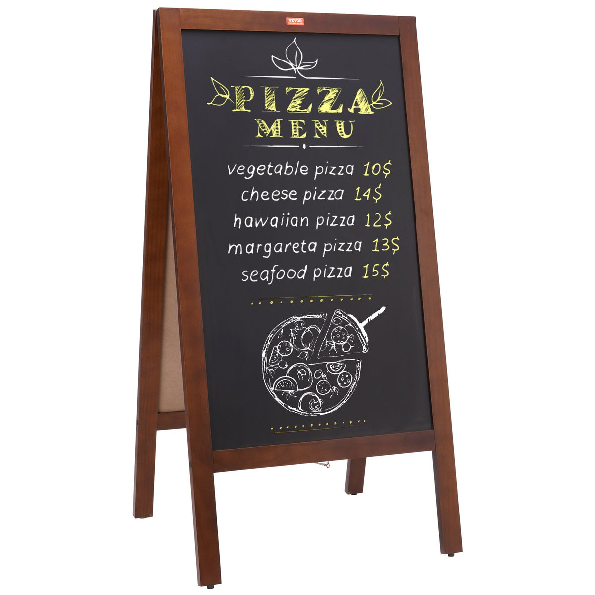 VEOVR A Frame Chalkboard Sign, 50x102 cm Double-Sided Sidewalk Signs, Freestanding Vintage Wooden Chalk Board V952-LSCTB2040INCHRVHUV0