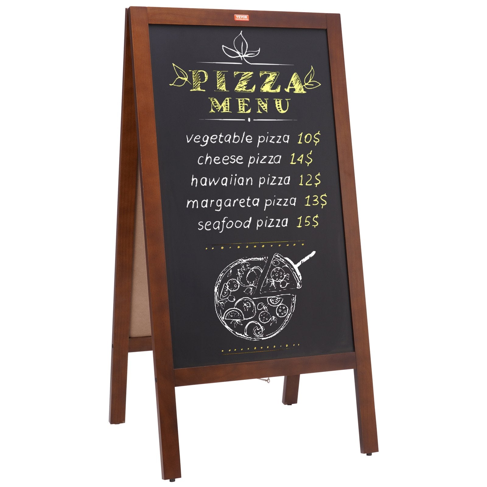 VEOVR A Frame Chalkboard Sign, 50x102 cm Double-Sided Sidewalk Signs, Freestanding Vintage Wooden Chalk Board V952-LSCTB2040INCHRVHUV0