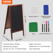 VEOVR A Frame Chalkboard Sign, 50x102 cm Double-Sided Sidewalk Signs, Freestanding Vintage Wooden Chalk Board V952-LSCTB2040INCHRVHUV0