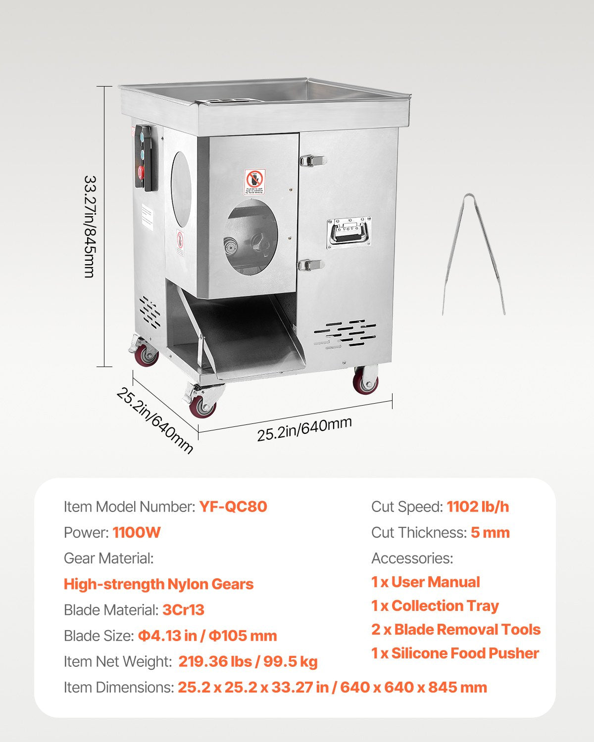 Electric Meat Cutter Machine 1100W Commercial Meat Slicer Cutting Machine V952-LSDLXRQPJYSB034HXV3