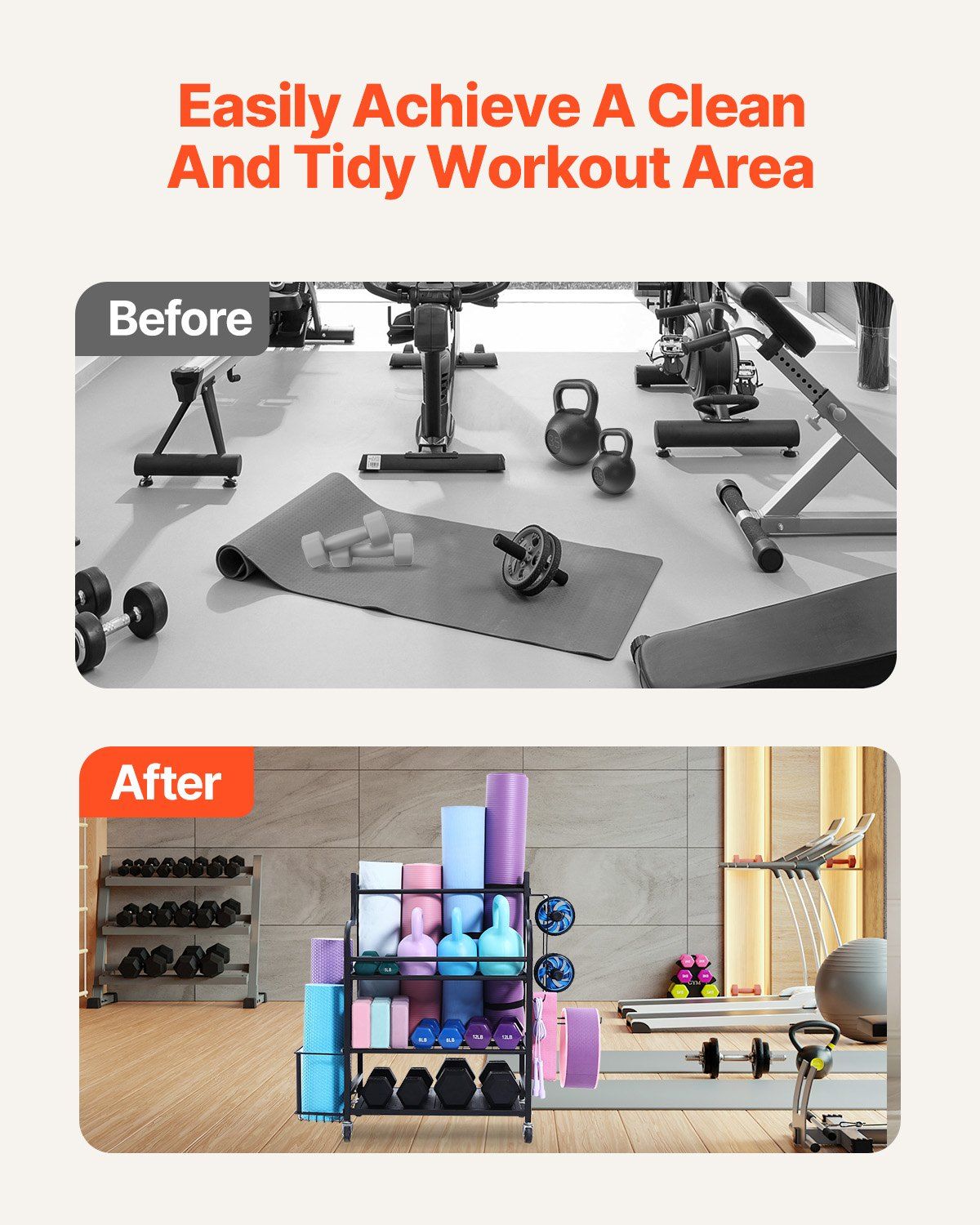 Home Gym Workout Equipment Organizer Yoga Mat Storage Weight Rack Dumbbell 1035 x 405 x 885 mm V952-LSDLYJJ3C305JBC3RV0