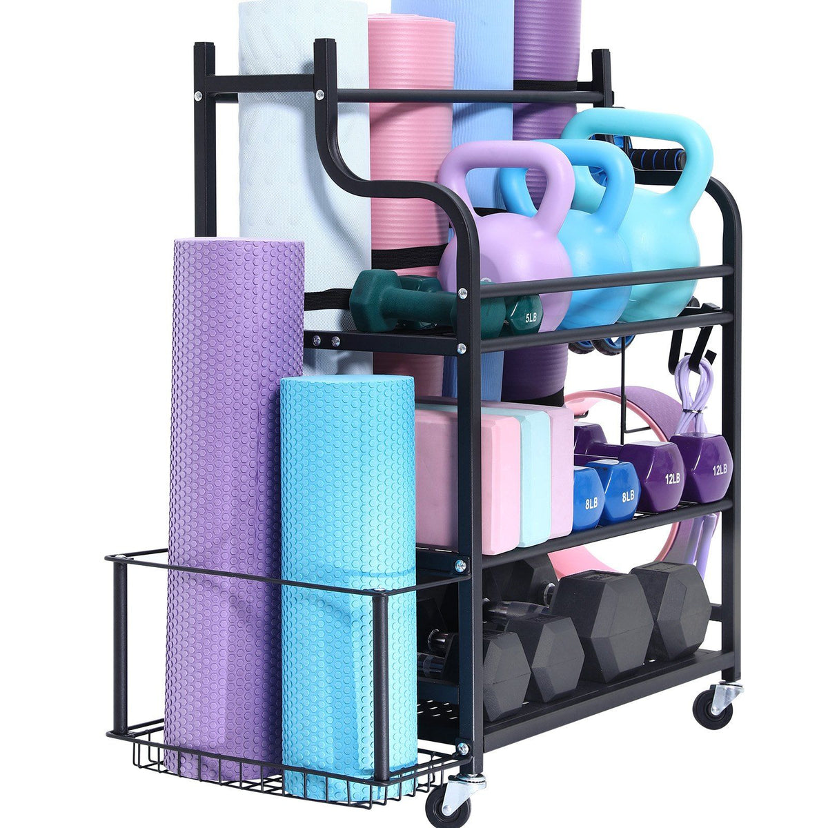 Home Gym Workout Equipment Organizer Yoga Mat Storage Weight Rack Dumbbell 1035 x 405 x 885 mm V952-LSDLYJJ3C305JBC3RV0