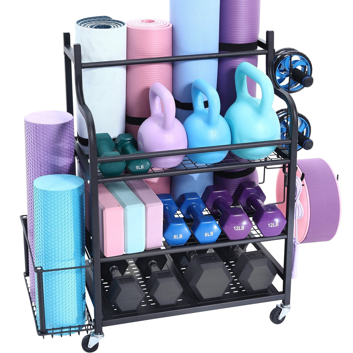 Home Gym Workout Equipment Organizer Yoga Mat Storage Weight Rack Dumbbell 1035 x 405 x 885 mm V952-LSDLYJJ3C305JBC3RV0