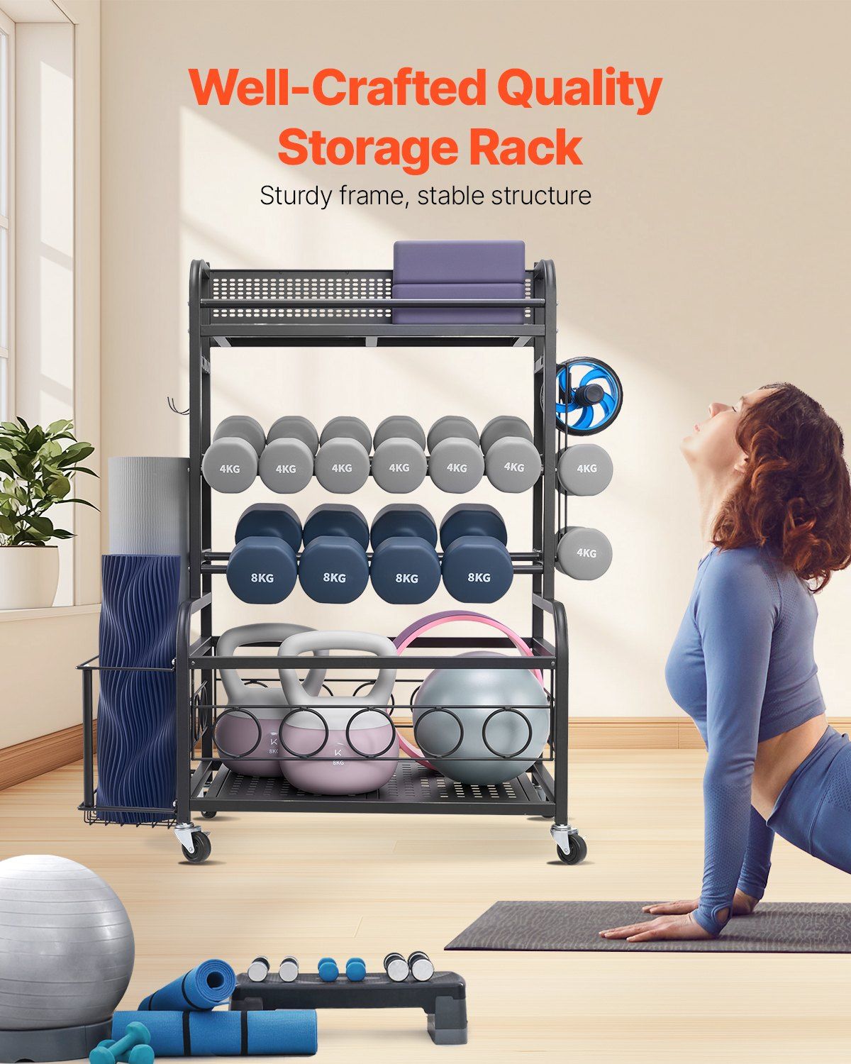 Home Gym Workout Equipment Organizer Yoga Mat Storage Weight Rack Dumbbell 870 x 405 x 1010 mm V952-LSDLYJJ4C313AAQ8JV0