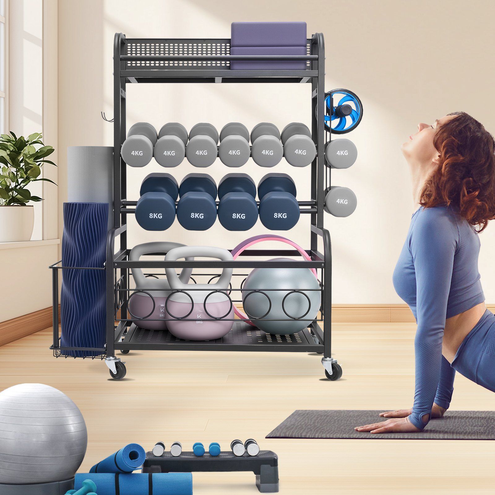 Home Gym Workout Equipment Organizer Yoga Mat Storage Weight Rack Dumbbell 870 x 405 x 1010 mm V952-LSDLYJJ4C313AAQ8JV0