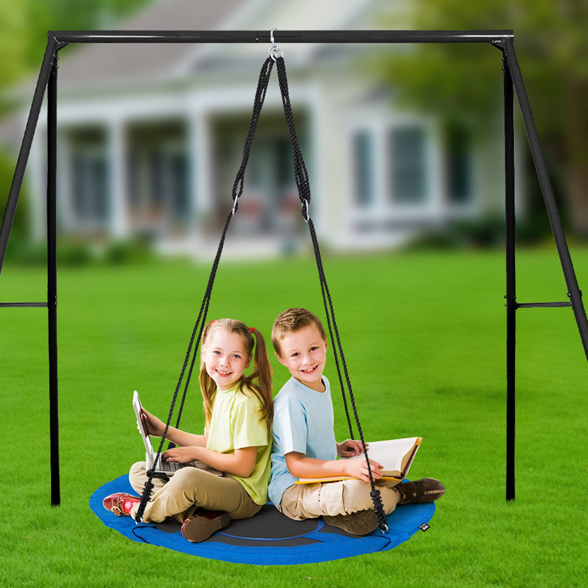 Tree Swing, 40 Inch Saucer Swing, 750lbs Weight Capacity, 900D Oxford Fabric Swing Seat with 2 Tree Hanging V952-LSFDQQLSFD409Q7D1V0