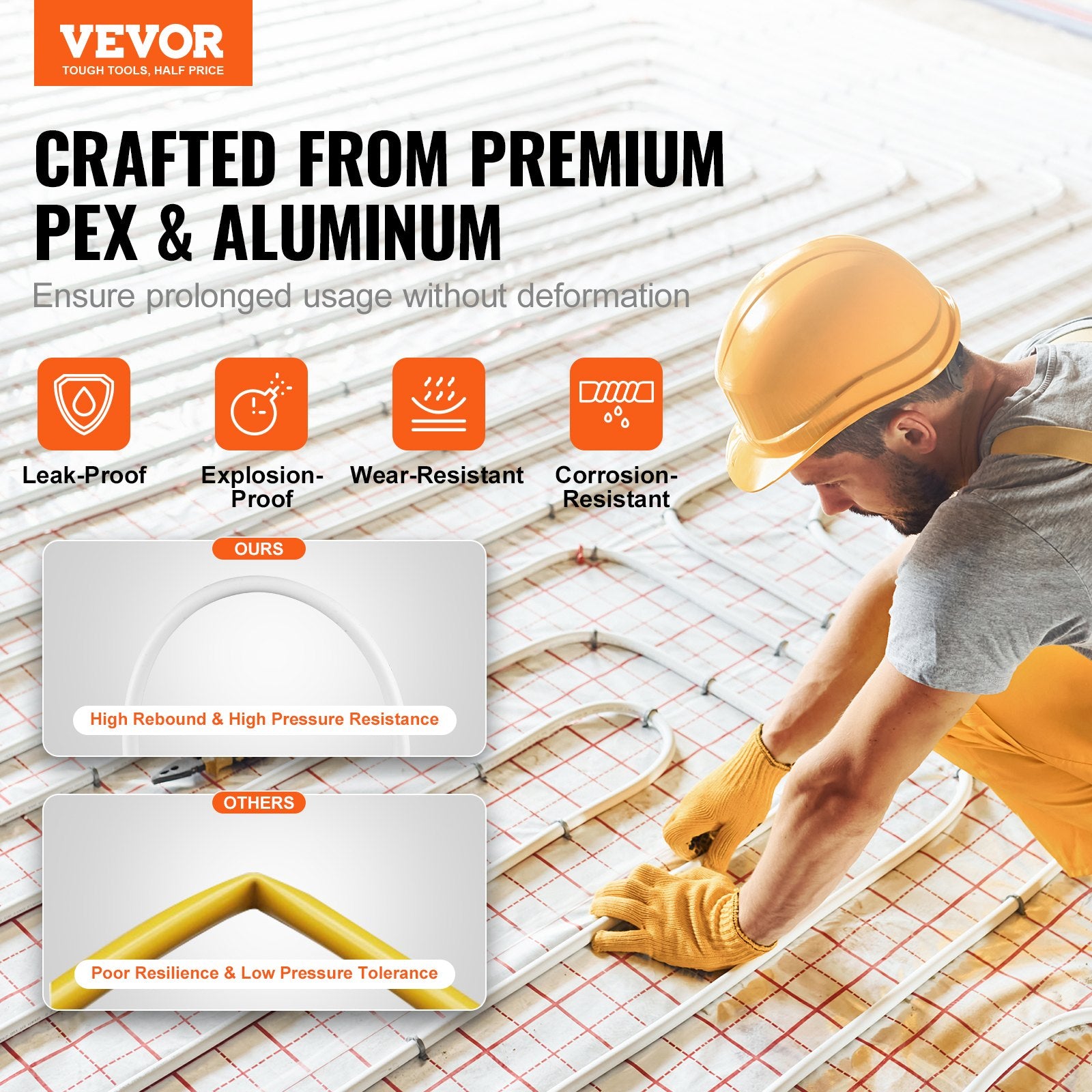 PEX-AL-PEX Tube, 300M, 16 mm Diameter Aluminum-Plastic Composite Pipe Oxygen Barrier Radiant Floor PEX Pipe, V952-LSGBSDDLP300ZT4CBV0