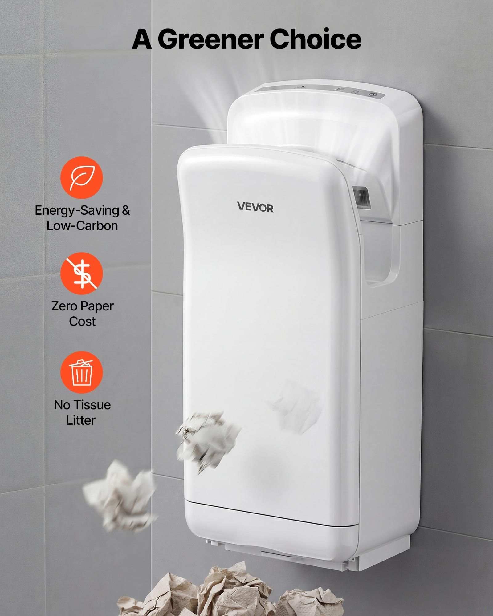 Vertical Hand Dryer, Hand Dryers with HEPA Filter, 19000 RPM High-Speed Motor, Dual-Side Airflow, ABS Sturdy V952-LSGSJBSSL000DILPE001V3