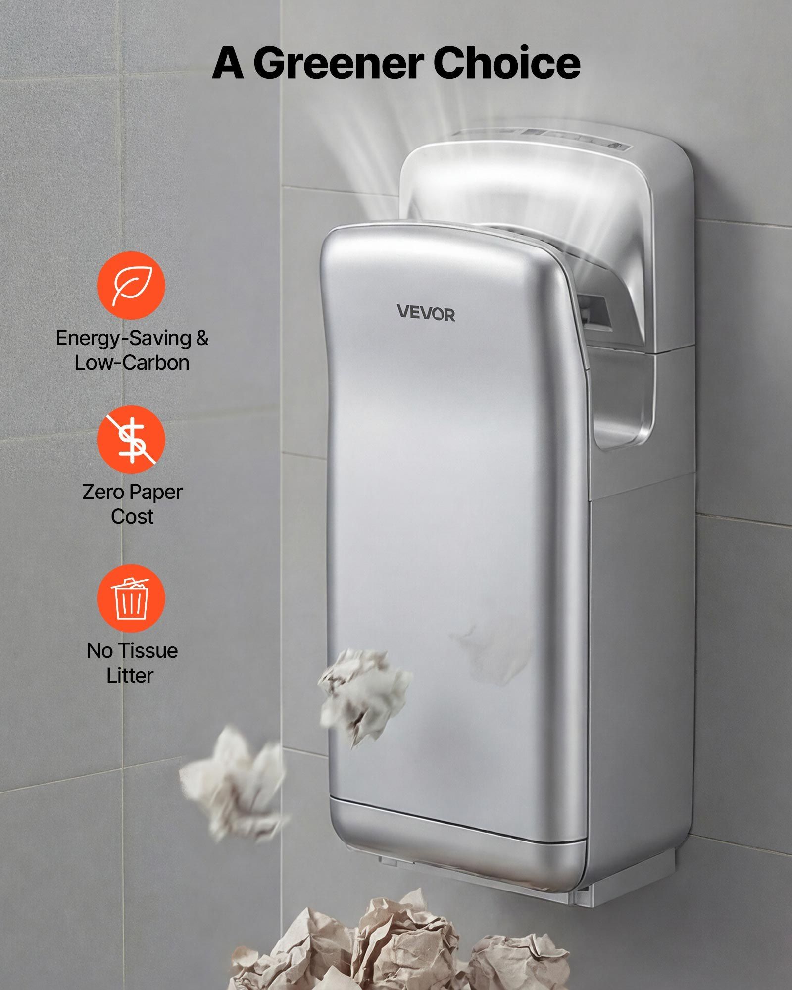 Vertical Hand Dryer, Hand Dryers with HEPA Filter, 19000 RPM High-Speed Motor, Dual-Side Airflow, ABS Sturdy V952-LSGSJYSSL000XWV3I001V3