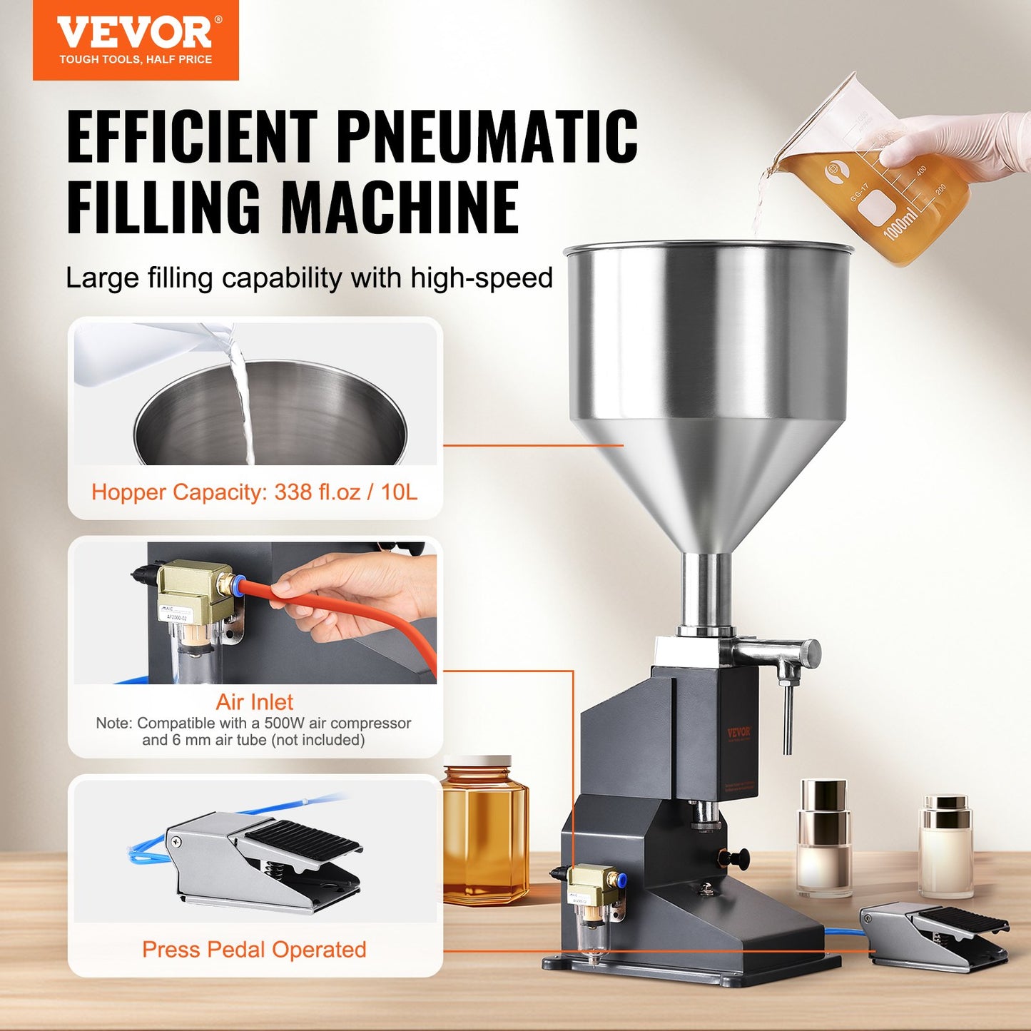 Pneumatic Paste Liquid Filling Machine, 5-50ml Bottle Filler, Bottle Filling Machine, Stainless Steel Liquid V952-LSGYTGZJQD56YVZDOV0