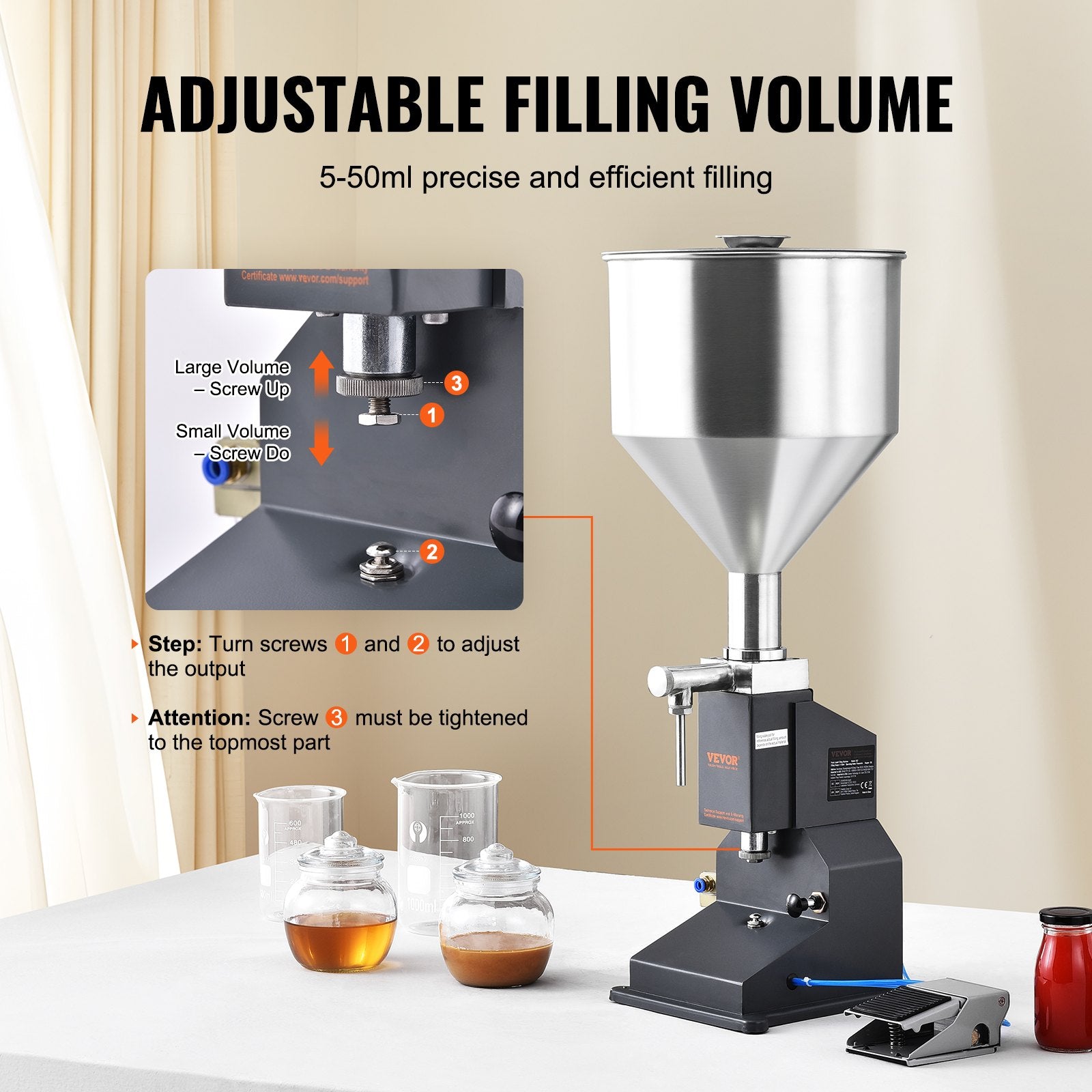 Pneumatic Paste Liquid Filling Machine, 5-50ml Bottle Filler, Bottle Filling Machine, Stainless Steel Liquid V952-LSGYTGZJQD56YVZDOV0