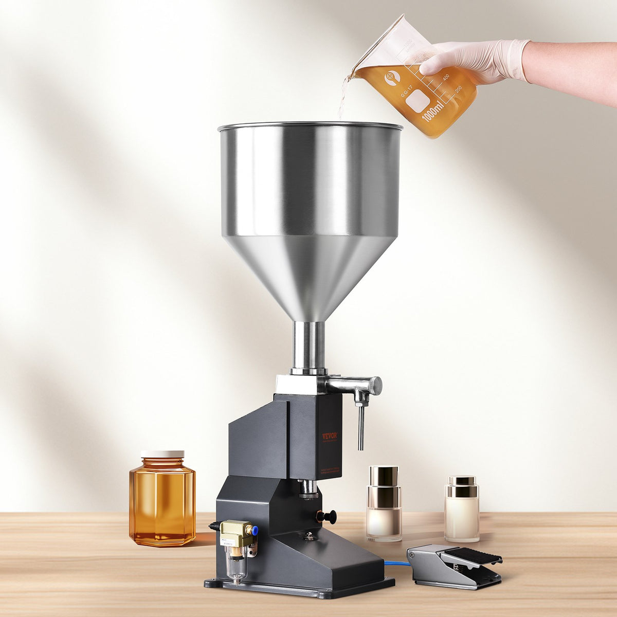 Pneumatic Paste Liquid Filling Machine, 5-50ml Bottle Filler, Bottle Filling Machine, Stainless Steel Liquid V952-LSGYTGZJQD56YVZDOV0