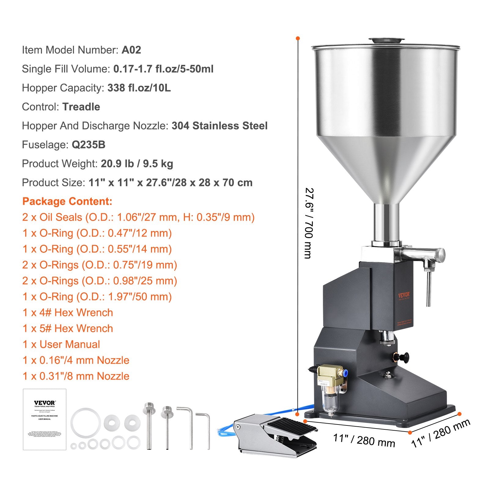Pneumatic Paste Liquid Filling Machine, 5-50ml Bottle Filler, Bottle Filling Machine, Stainless Steel Liquid V952-LSGYTGZJQD56YVZDOV0