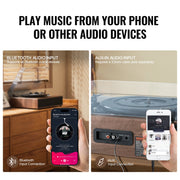 Bluetooth Vinyl Record Player 3-Speed Belt Driven Turntable 10W Speakers V952-LSJ22S000000P01V0V3