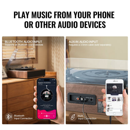 Bluetooth Vinyl Record Player 3-Speed Belt Driven Turntable 10W Speakers V952-LSJ22S000000P01V0V3