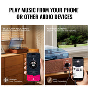 Bluetooth Vinyl Record Player 3-Speed Belt Driven Turntable 5W Speakers V952-LSJ23S000000RDAI3V3