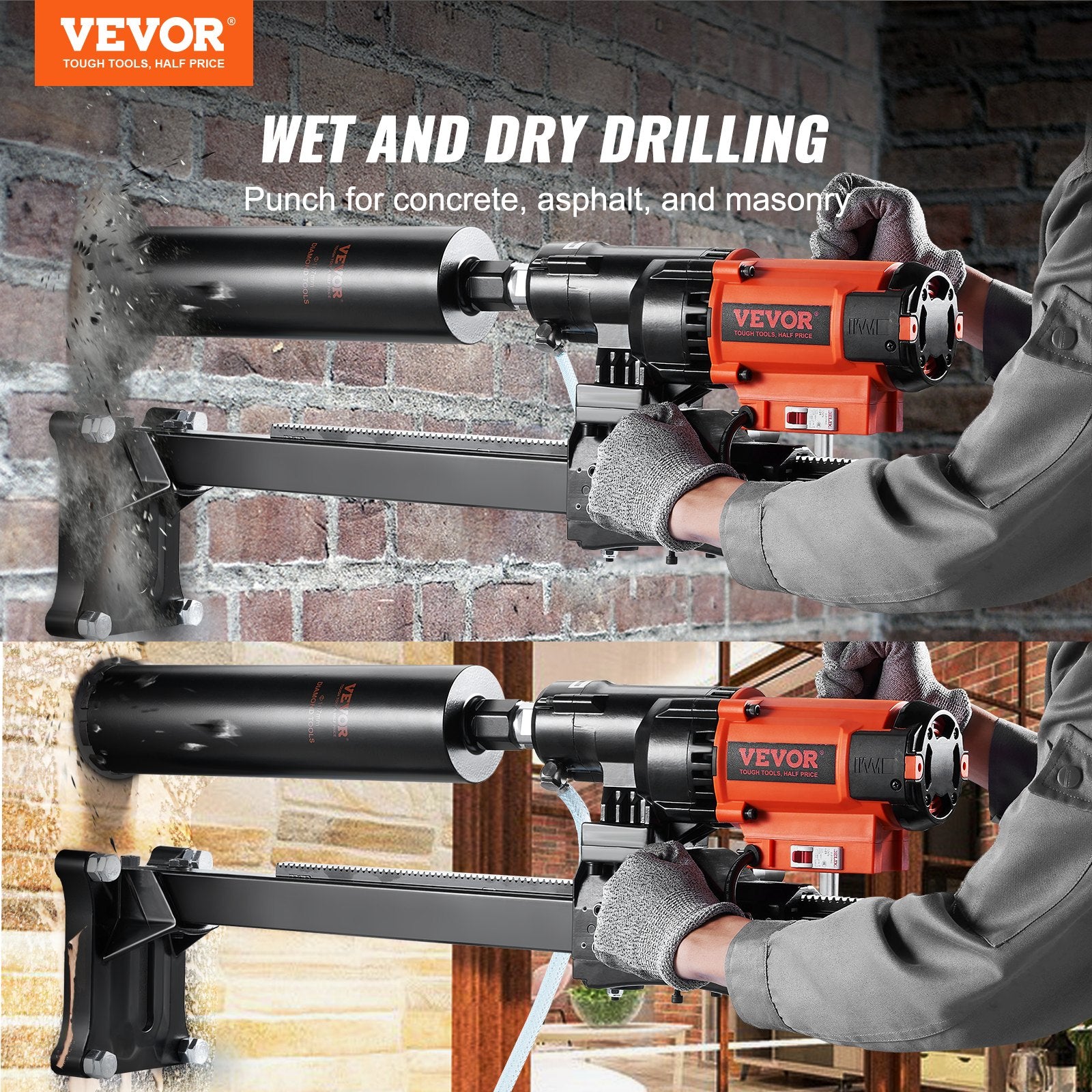 Diamond Core Drilling Machine, 8in Wet&Dry Concrete Core Drill Rig with Stand, 750RPM Speed & 1-1/4" 5/8" V952-LSJGSZKJY8425ZBUGV3