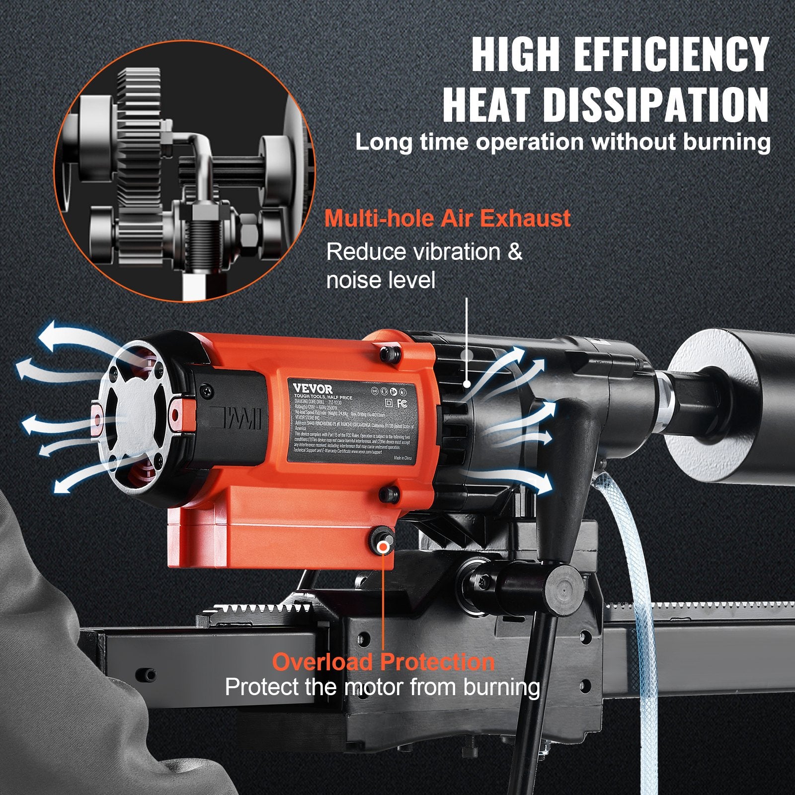 Diamond Core Drilling Machine, 8in Wet&Dry Concrete Core Drill Rig with Stand, 750RPM Speed & 1-1/4" 5/8" V952-LSJGSZKJY8425ZBUGV3