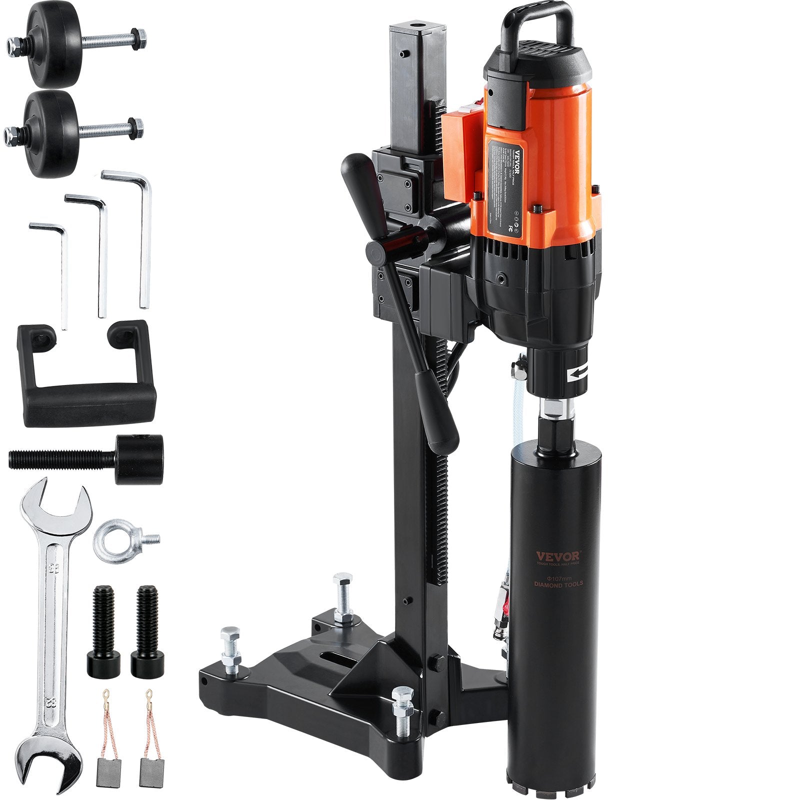 Diamond Core Drilling Machine, 10in Wet Concrete Core Drill Rig with Stand Wheels, 750RPM Speed & 1-1/4" V952-LSJGSZKJYCW104M3IV3