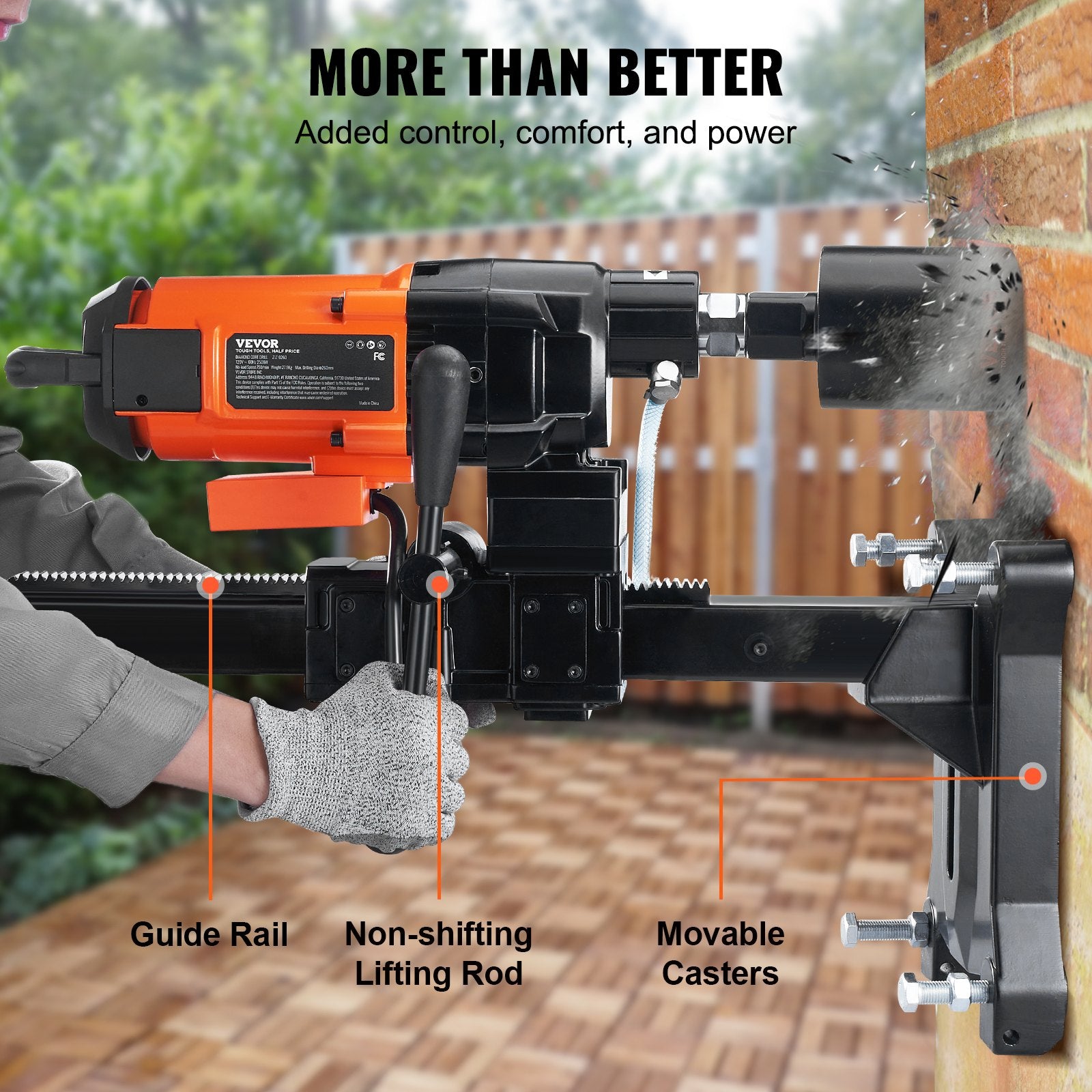 Diamond Core Drilling Machine, 10in Wet Concrete Core Drill Rig with Stand Wheels, 750RPM Speed & 1-1/4" V952-LSJGSZKJYCW104M3IV3