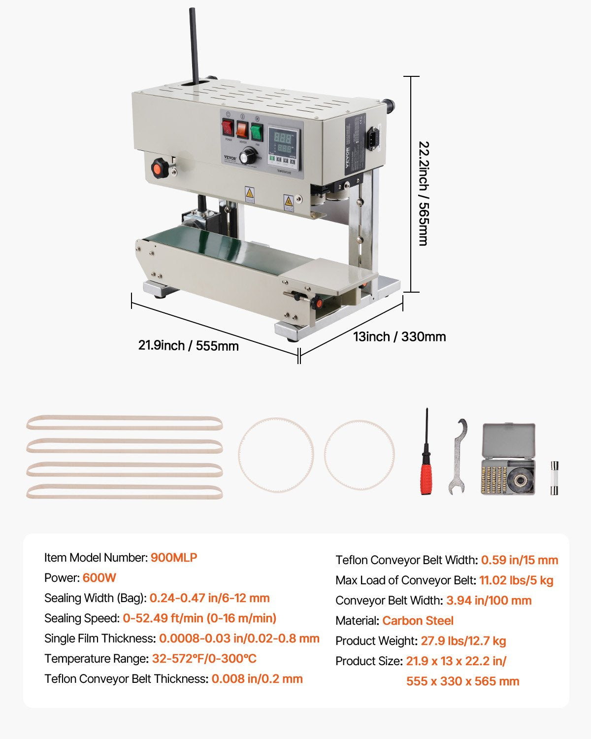 Continuous Bag Band Sealing Machine, 6-12 mm Sealing Width, Vertical Band Sealer Machine with Digital V952-LSLXFKJTBPQB7G874V3