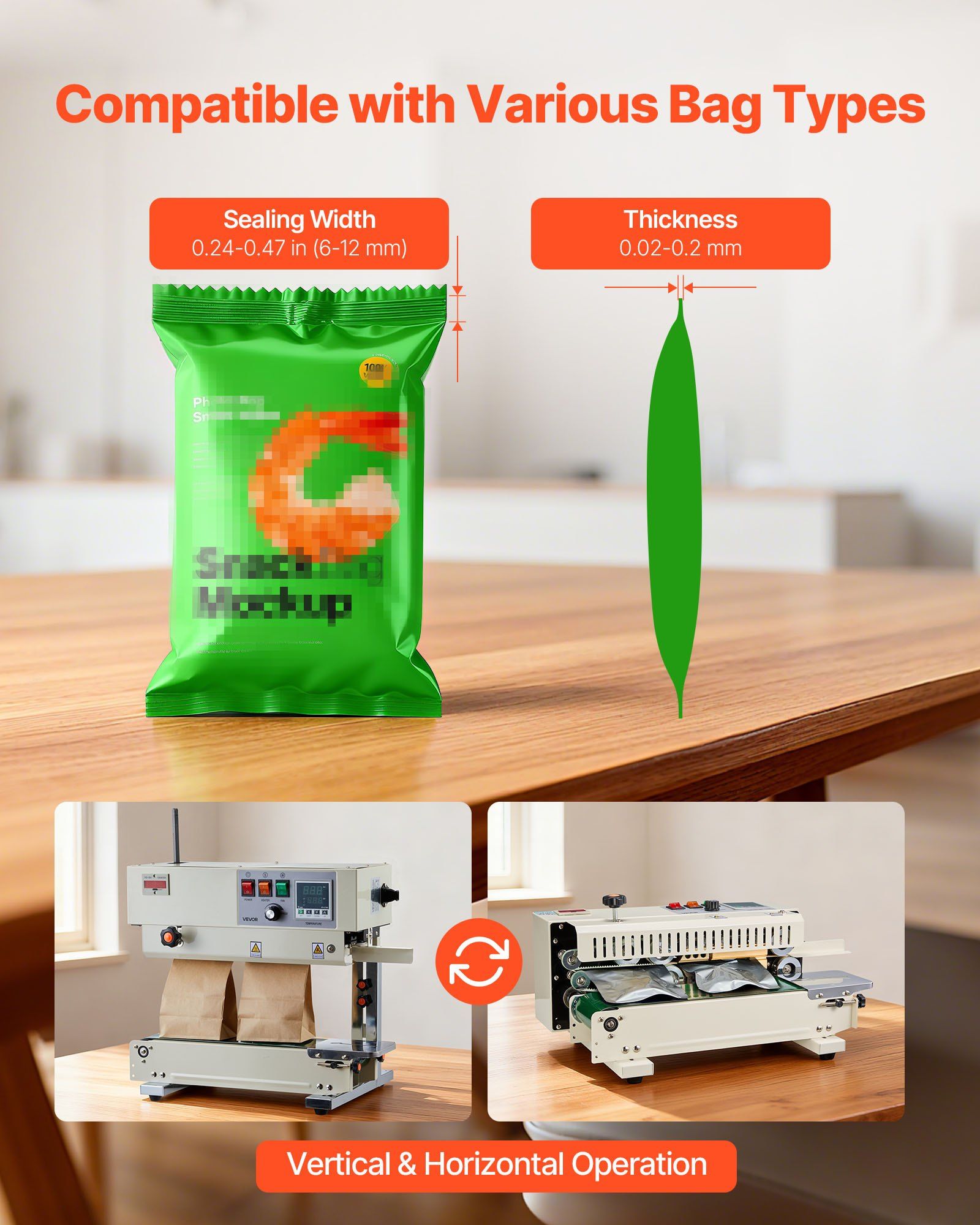 Continuous Bag Band Sealing Machine, 6-12 mm Seal Width, Vertical Band Sealer Machine with Roller Printing , V952-LSLXFKJTBPQDL4URB001V3