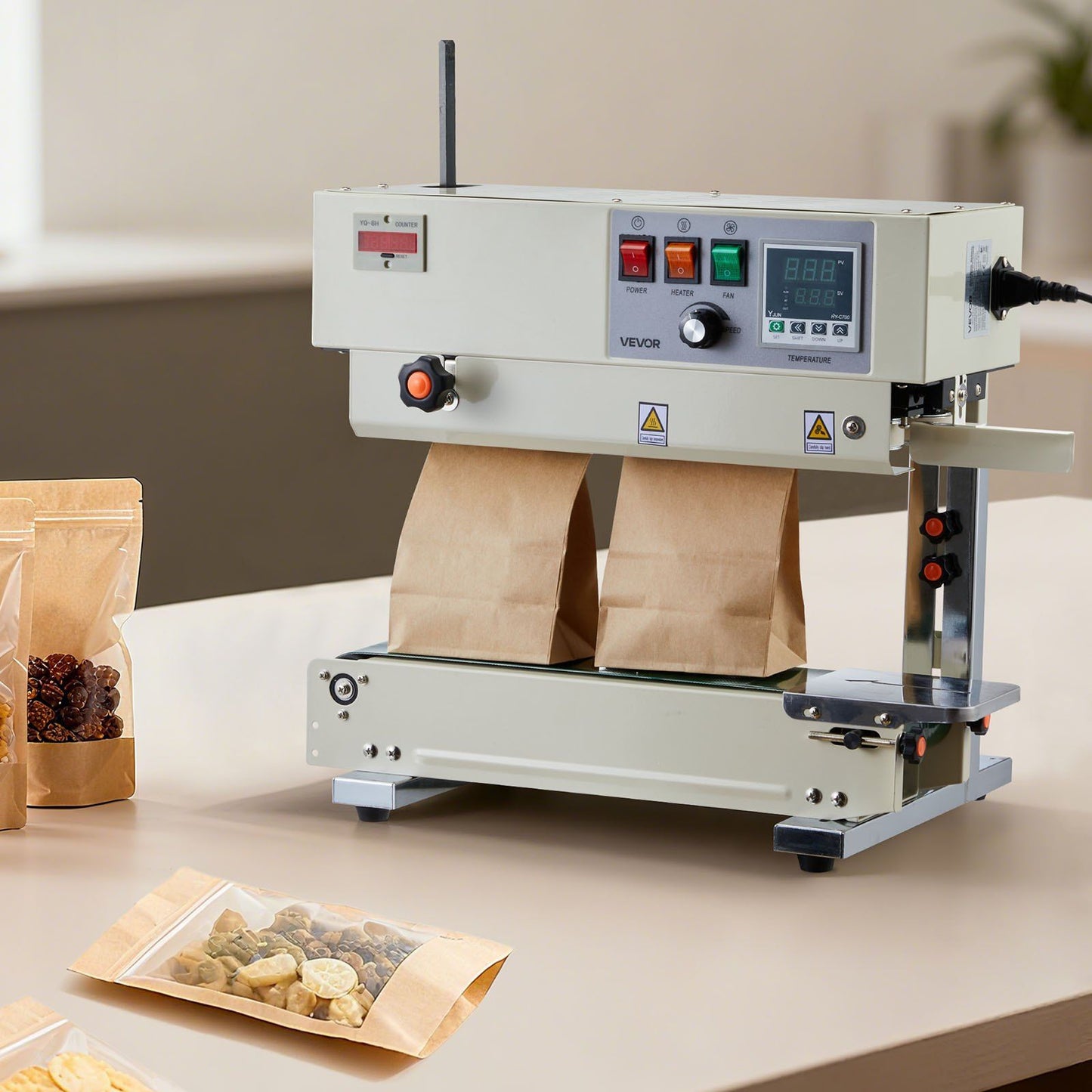 Continuous Bag Band Sealing Machine, 6-12 mm Seal Width, Vertical Band Sealer Machine with Roller Printing , V952-LSLXFKJTBPQDL4URB001V3