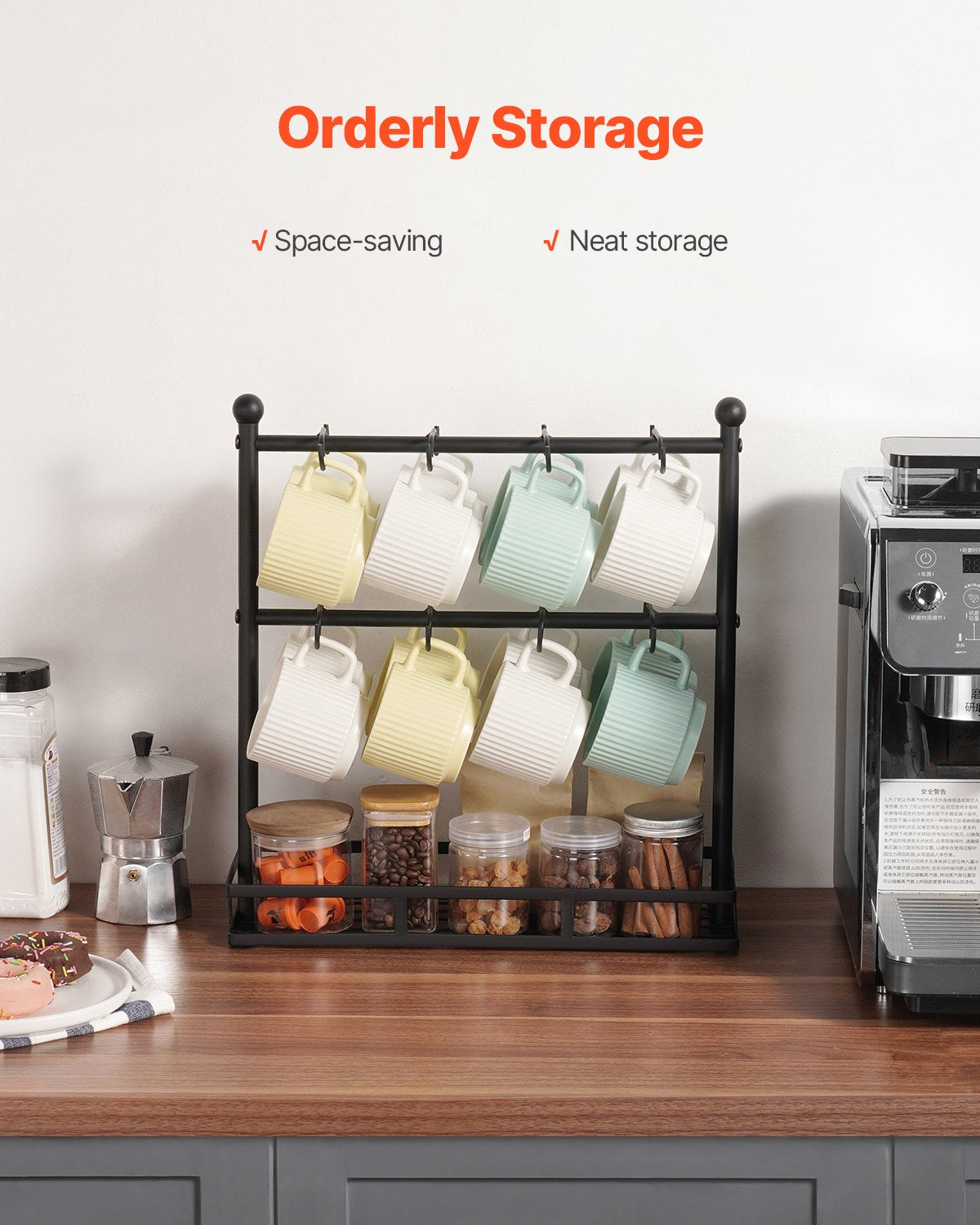Coffee Mug Holder for Countertop 16 Hooks Cup Rack with Storage Base V952-LSMKBGJFCJS13VHF4V0
