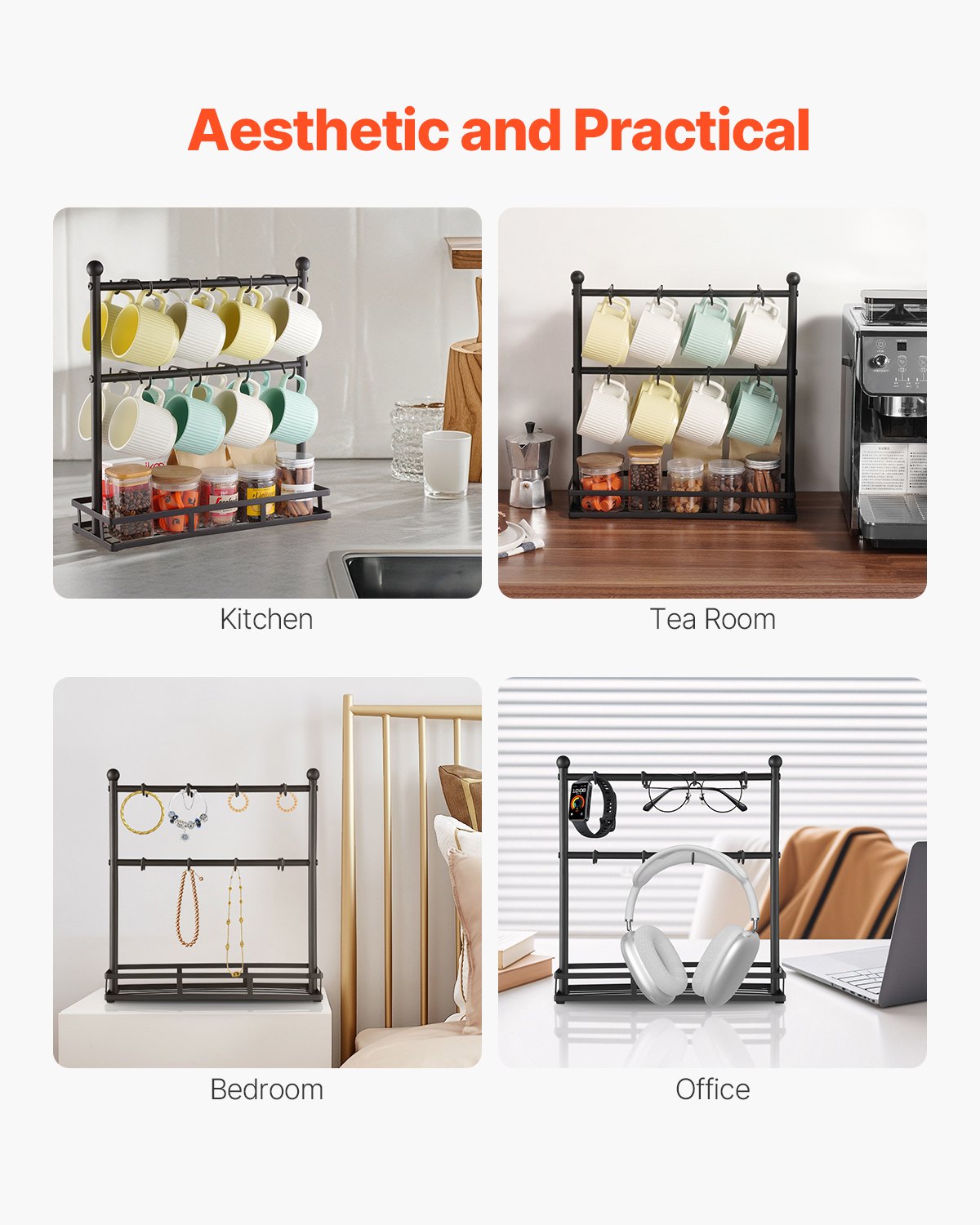 Coffee Mug Holder for Countertop 16 Hooks Cup Rack with Storage Base V952-LSMKBGJFCJS13VHF4V0