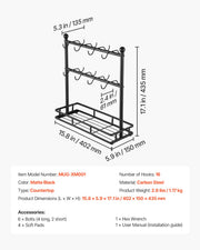 Coffee Mug Holder for Countertop 16 Hooks Cup Rack with Storage Base V952-LSMKBGJFCJS13VHF4V0