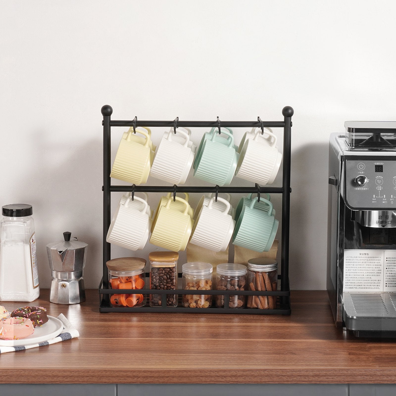 Coffee Mug Holder for Countertop 16 Hooks Cup Rack with Storage Base V952-LSMKBGJFCJS13VHF4V0