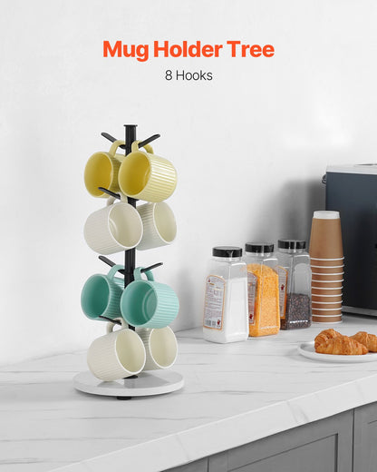 Mug Holder Tree with Marble Base 8 Hooks Cup Tree Rack for Counter Kitchen V952-LSMKBGJZLDLS8DS27V0