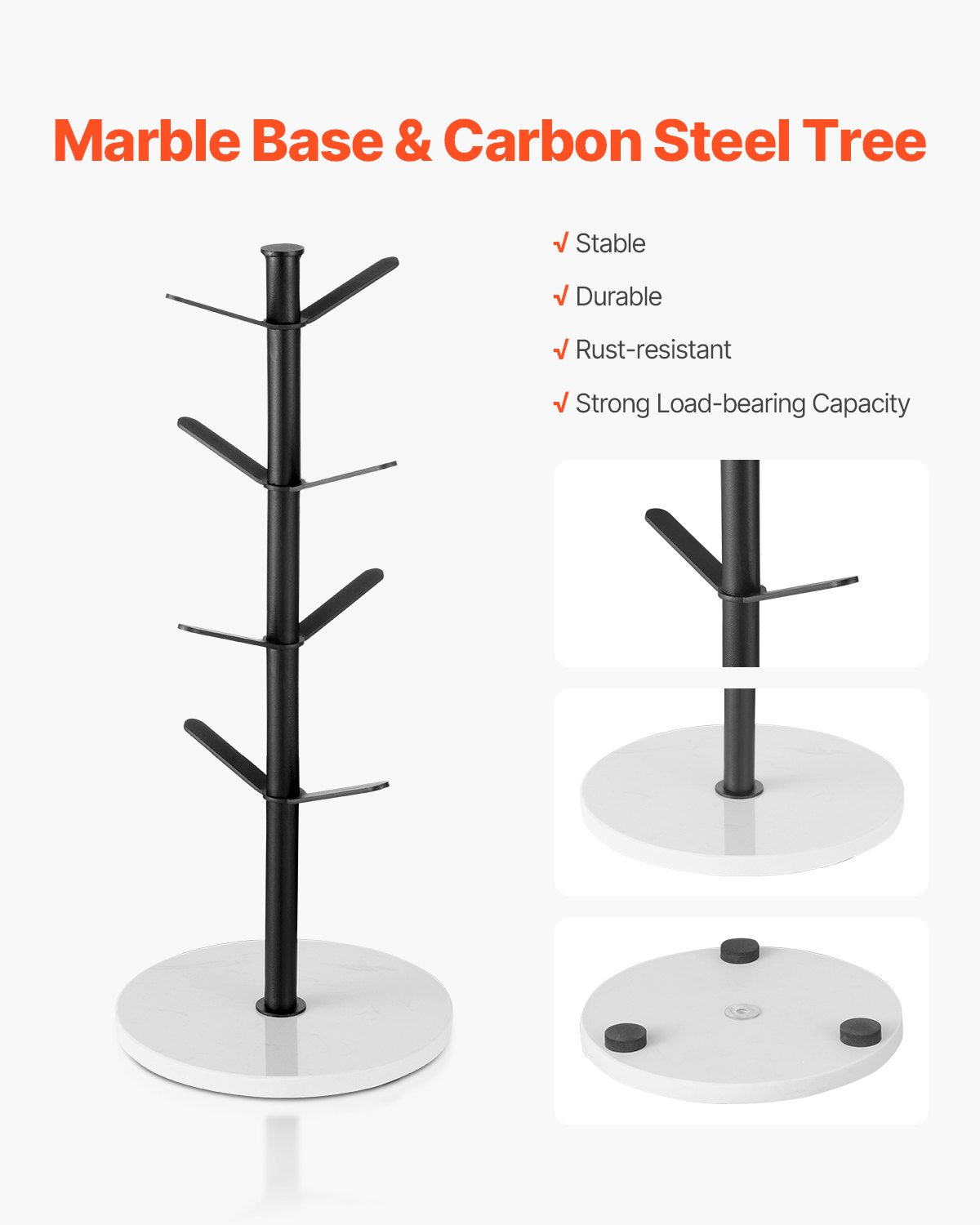 Mug Holder Tree with Marble Base 8 Hooks Cup Tree Rack for Counter Kitchen V952-LSMKBGJZLDLS8DS27V0