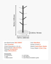 Mug Holder Tree with Marble Base 8 Hooks Cup Tree Rack for Counter Kitchen V952-LSMKBGJZLDLS8DS27V0